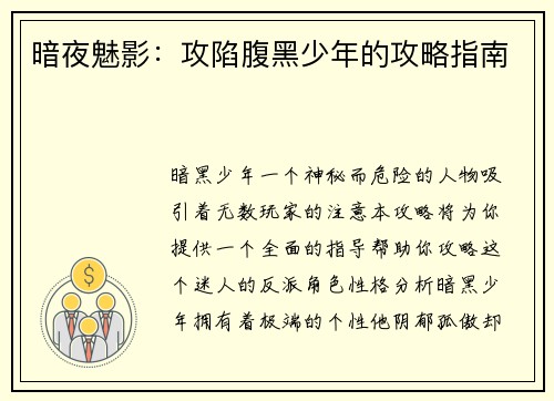 暗夜魅影：攻陷腹黑少年的攻略指南